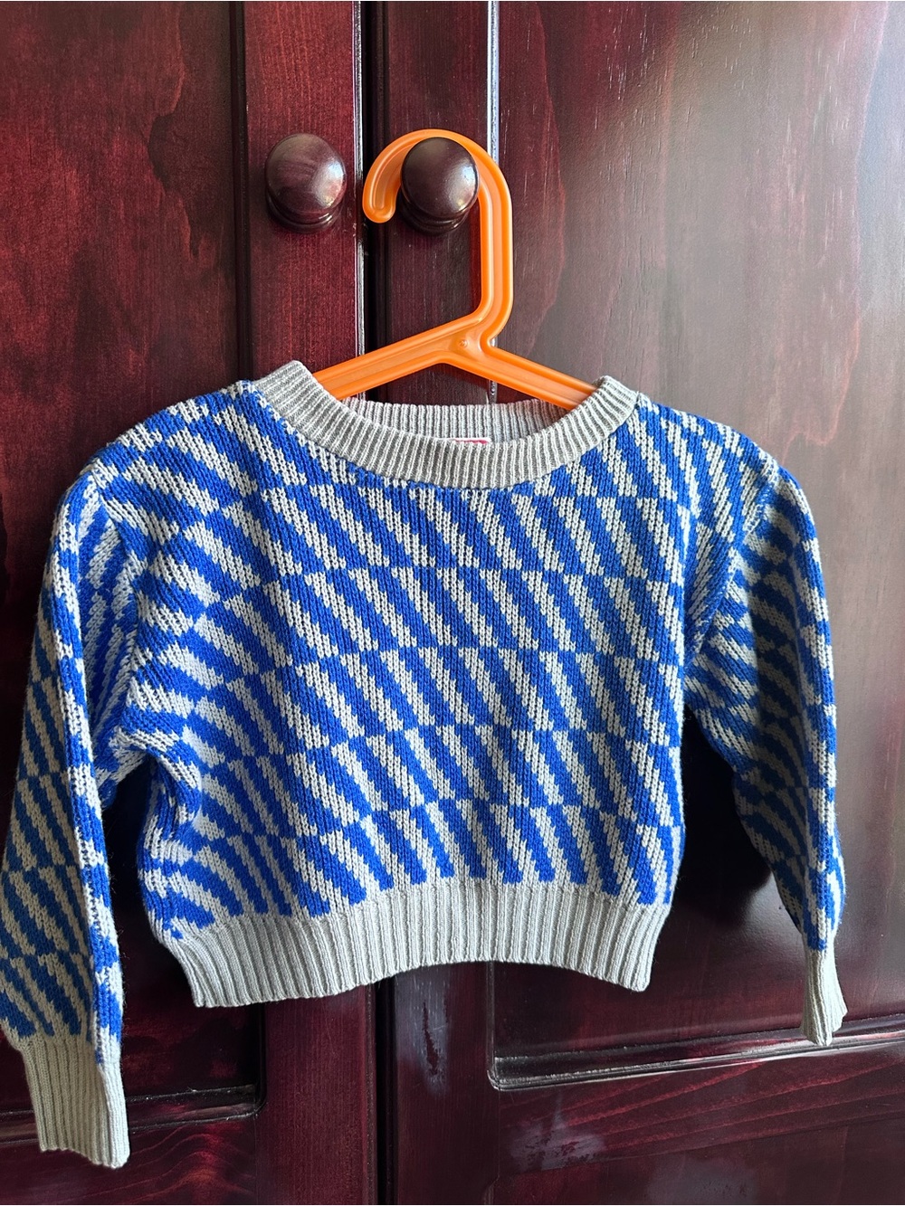 Vintage Patterned Cropped Knit Sweater